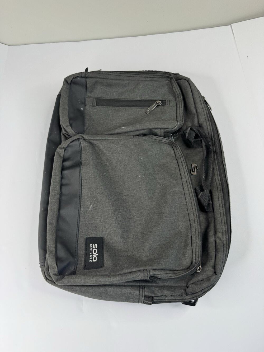 Solo New York Hybrid Briefcase Convertable Backpack Strap Messenger Bag Gray